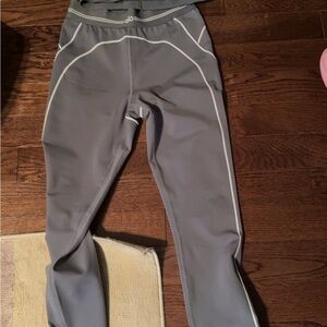 Gray Leggings with White Piping